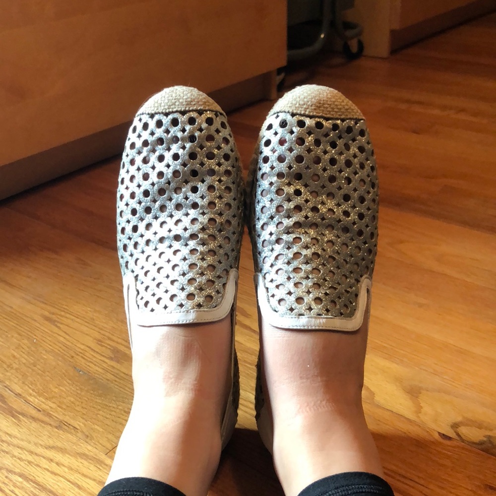 Stuart Weitzman Silver Metallic Leather Espadrille - Picture 3 of 9